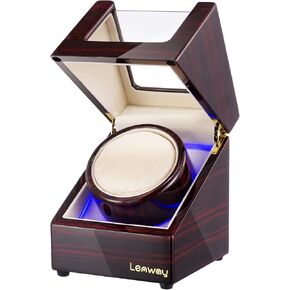 Lenway Watch Winder Super Quiet， Automatic Watch Winder Four Rotation Modes，Battery Operated or Ac，with Led Light，Watch Winder for Rolex， High-End Piano Paint Baking Process Single Watch Winder in Kuwait