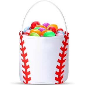 Weewooday 1 PCS Easter Baseball Basket Basket Basket Basket Easter Eggs Hunt Baskets Hights Wildies Bucket Bag Bag مع مقابض للأطفال فتيات الفتيان عيد فصح عيد الفصح الحفلات in Kuwait