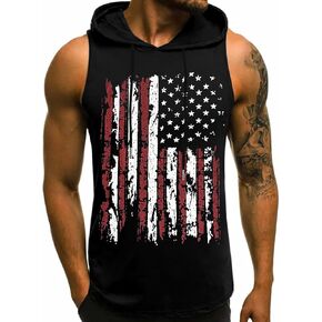 Babioboa Men's Workout Hooded Tank Tops Sleeveless Gym Hoodies Bodybuilding Muscle Shirts Deep Blue in Kuwait