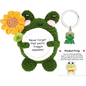 Emotional Support Crochet Duck, Handmade Positive Doll with Card and Keychain, Encouragement Gift for Women, Men, Friends, Co Workers, Birthday Graduation Teacher, Cute Desk Decor for Home Office in Kuwait