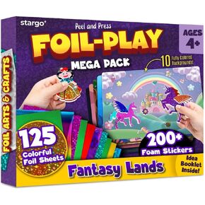 Foil Creative Art Kit for Kids, Fun Craft Set with Triple-Layer 3D Stickers & Foil Sheets – Creative Arts & Crafts for Birthday Party, Girls, Boys DIY Activity, Travel Toys, Gifts for Ages 4 5 6 7 8 9 in Kuwait