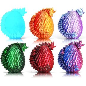 12PCS 3D Printed Easter Dragon Eggs with 3D Printed Dragon Inside, Micro Easter Basket Stuffers Mini Dragon Egg Set Articulated Crystal Dragon Fidget Toy for Adults Teens in Kuwait