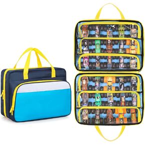 CURMIO Carrying Case Compatible with Monster Jam Trucks, Portable 1:64 Scale Monster Truck Bag Holding 34 Toy Cars for Collectors, Dark Blue, Bag Only in Kuwait
