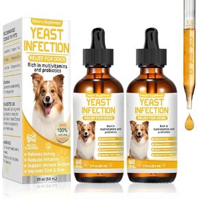 علاج عدوى الخميرة للكلاب ، علاج عدوى الأذن الكلب ، الأذن الحكة ، أعراض الجلد والحساسية تخفيف التخلص من الالتهاب ويخفف من تهيج ، قطرات مكمل الكلاب مع البروبيوتيك متعددة الفيتامينات in Kuwait