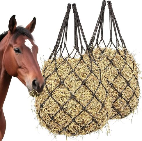 2 pcs 40" Hay Net for Horses,Slow Feed Hay Bag Feeder, Made from Durable Nylon Rop, Regulate Intake of Hay hence Improve Digestion,for Horses Goat Sheep Hanging Slow Feed Hay Bag in Saudi Arabia