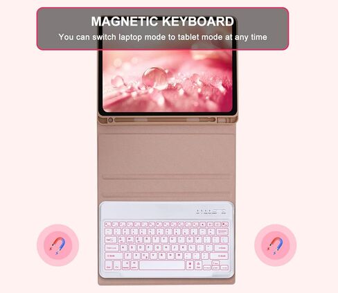 حالة لوحة المفاتيح لـ iPad Air 13 بوصة (M3 2025 ، M2 2024) و iPad Pro 12.9 بوصة (6th/5/4/3rd Gen) ، 7 ألوان الإضاءة الخلفية ، لوحة مفاتيح لاسلكية قابلة للفصل مغناطي in Kuwait