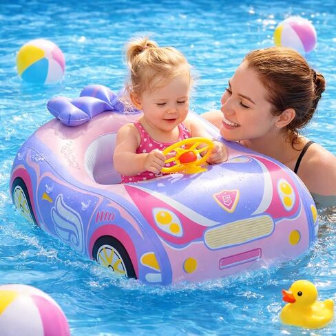 Baby Pool Float 3D Car Baby Floaties for Toddlers 12-48 Months Heavy Duty Infant Swim Float Toddlers Pool Floats Kids Swim Floaties Swimming Pool Floats for 1-4 Years Toddler Floaties for Boys & Girls in Kuwait