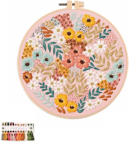 artcici Embroidery Kits Plants Spring Garden Leaves Patterns for Beginners Adults, Full Range Embroidery Starter Kits Cross Stitch Needlework Supplies (Spring Garden) in Saudi Arabia