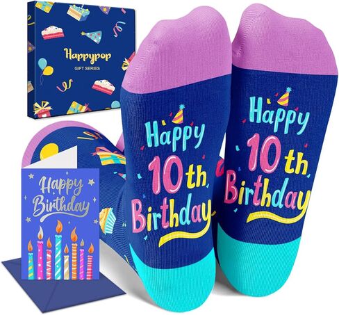 أفكار هدايا عيد ميلاد HAPPYPOP بعمر 10 سنوات للفتيات - جوارب للأطفال بعمر 10 سنوات، هدايا للأولاد بعمر 10 سنوات، صندوق هدايا عيد ميلاد سعيد مع بطاقة تهنئة in Saudi Arabia