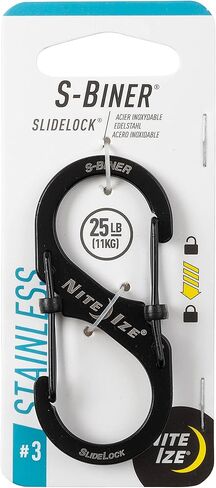 Nite Ize Size-3 S-Biner SlideLock Dual Carabiner, Locking Gates, Stainless Steel (Pack of 2) in Kuwait