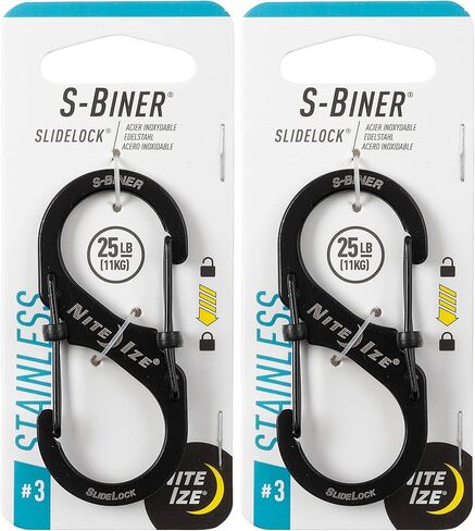 Nite Ize Size-3 S-Biner SlideLock Dual Carabiner, Locking Gates, Stainless Steel (Pack of 2) in Kuwait