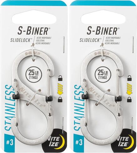 Nite Ize Size-3 S-Beriner Slidelock Dual Carabiner ، بوابات قفل ، الفولاذ المقاوم للصدأ (حزمة 2) in Kuwait