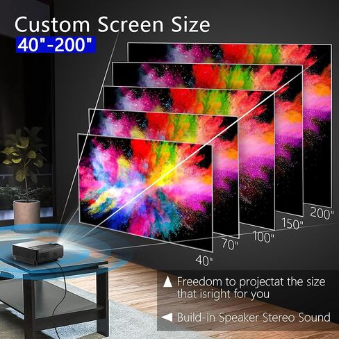 Mini Projector ، 5G WiFi Bluetooth Projector ، Staratlas 12000L Native 1920*1080 P Projector ، جهاز عرض في الهواء الطلق ، مسرح منزلي متوافق مع HDMI/USB ، لفيديو فيلم محمول (أسود) in Kuwait