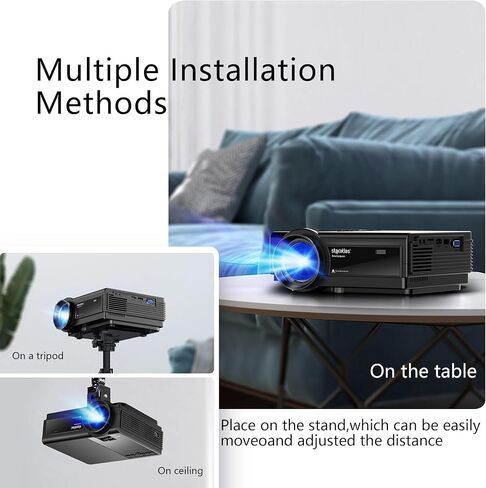 Mini Projector ، 5G WiFi Bluetooth Projector ، Staratlas 12000L Native 1920*1080 P Projector ، جهاز عرض في الهواء الطلق ، مسرح منزلي متوافق مع HDMI/USB ، لفيديو فيلم محمول (أسود) in Kuwait