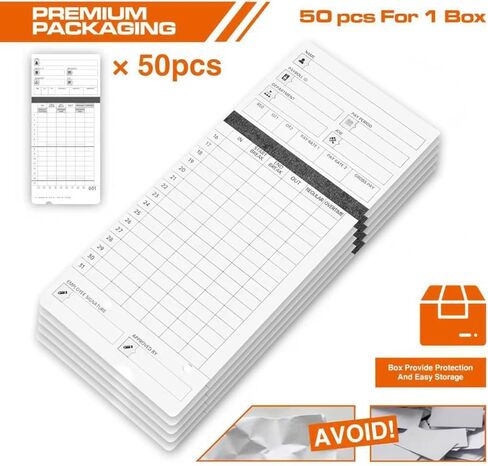 300 Time Cards for HN4000 HN2000, HN2500, HN4500, UB2000, and More – Pre-Punched, Double-Sided with Numbered Slots – Comes with Sturdy Storage Box in Kuwait