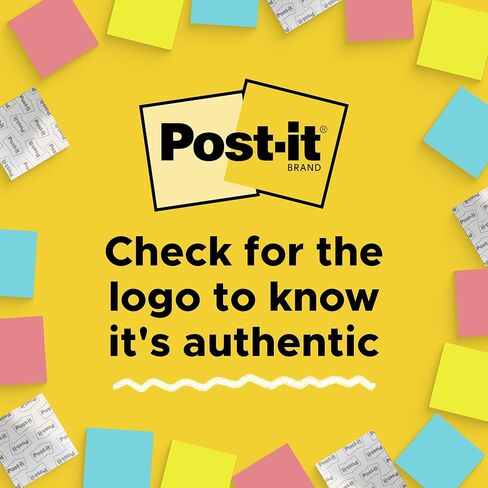 Post-it Super Sticky Notes, 12 Sticky Note Pads, 3 x 3 in., School Supplies, Office Products, Sticky Notes for Vertical Surfaces, Monitors, Walls and Windows, Summer Joy Collection in Kuwait