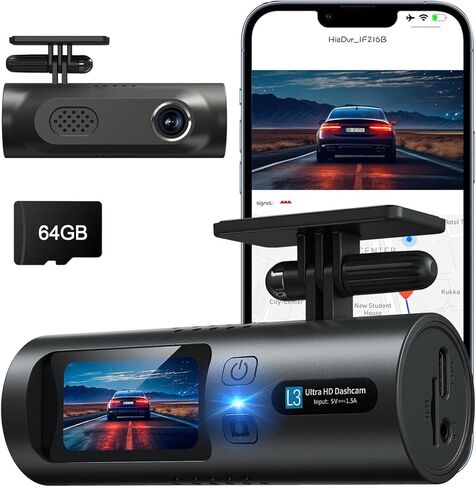 4K Dual Dash Cam Front and Rear 4K/1080P Full HD Dash Camera for Cars, 5G Wi-Fi & App Control car Camera with Night Vision, 170°Wide Angle, WDR, 24H Parking Mode in Kuwait