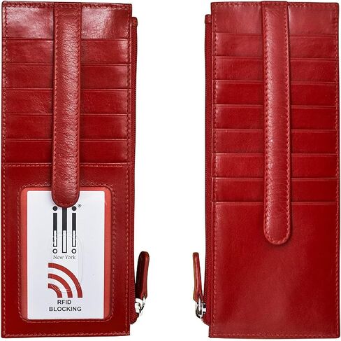 ili New York - Leather Card Holder - Citrus - Smooth, Genuine Leather Card Holder w/RFID Blocking Lining & Snap Strap Enclosure for Secure Credit Card & ID Organization in Kuwait
