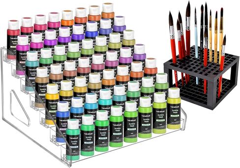 UpChoNice 7-Layer Clear Paint Organizer & Brush Holder, Snap-On Design Miniature Multi-Layer Storage Rack for Model Paints, Alcohol Inks, Nail Polish & Craft Supplies, Easy Assembly in Kuwait