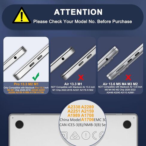 Moseso متوافق مع MacBook Pro 13 بوصة Case M2 2025 ، 2024 ، 2023-2016 A2338 M1 A2251 A2289 A2159 A1989 A1708 A1706 ، تفوق غطاء القشرة الصلبة من الجمال الطبيعي ، Clastal Clear Clear in Kuwait