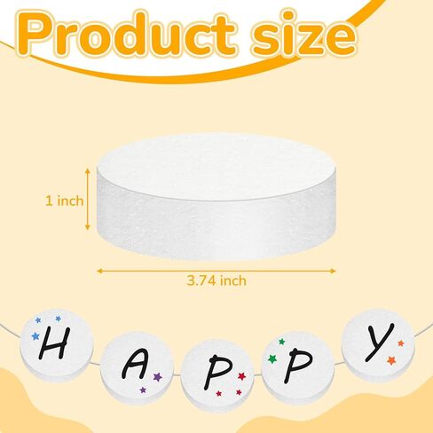 Henoyso 48 Pcs 4 x 4 x 1 Inch Foam Circles for Crafts Round Polystyrene Foam Discs for DIY Arts Craft Supplies Friendship Bracelet Garland Birthday Decoration in Kuwait