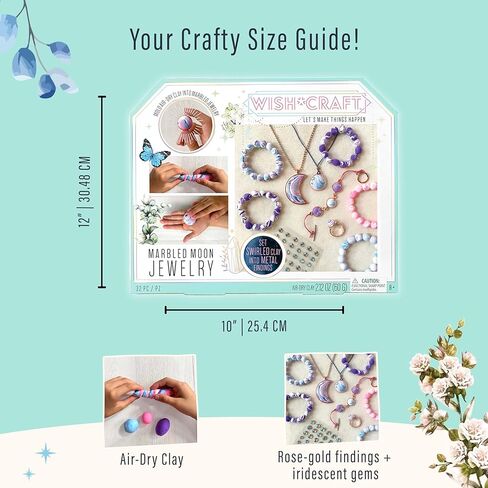 Bright Stripes Wish*Craft DIY Marble Moon Clay Jewelry Kit Create Your Own Marbled Jewelry with Air-Dry Clay and Rose Gold Colored Findings in Kuwait