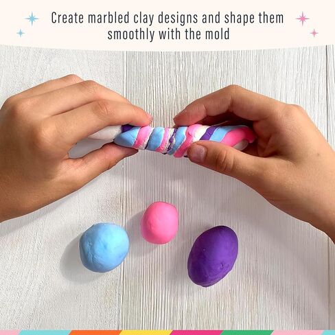 Bright Stripes Wish*Craft DIY Marble Moon Clay Jewelry Kit Create Your Own Marbled Jewelry with Air-Dry Clay and Rose Gold Colored Findings in Kuwait