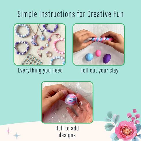 Bright Stripes Wish*Craft DIY Marble Moon Clay Jewelry Kit Create Your Own Marbled Jewelry with Air-Dry Clay and Rose Gold Colored Findings in Kuwait