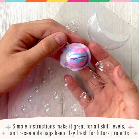 Bright Stripes Wish*Craft DIY Marble Moon Clay Jewelry Kit Create Your Own Marbled Jewelry with Air-Dry Clay and Rose Gold Colored Findings in Kuwait