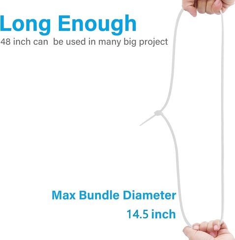 48 Inch Extra Long Heavy Duty Cable Ties, 12-Piece UV Resistant Black Nylon Zip Ties, 200 LB Tensile Strength in Kuwait