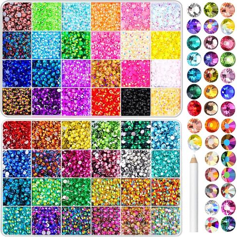 48000Pcs Resin Jelly Rhinestones for Crafting, 48 Color 3mm Flatback Gems for Diamond Art DIY Crafts Clothing Shoes Nail Art Decoration in Kuwait