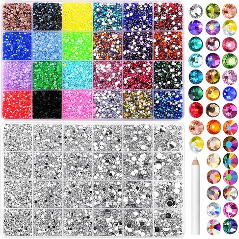 48000PCS راتنجات الراتنجات الحجرية لصياغة ، 48 ألوان 3MM Flatback الأحجار الكريمة لفن Diamond DIY الحرف اليدوية in Kuwait
