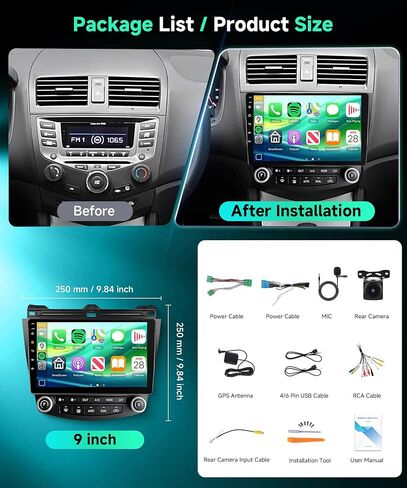 Android 13 Radio for Honda Accord 2003 2004 2005 2006 2007 ، Rimoody Car Stereo GPS WiFi 10.1 '' link link bluetooth fm/rds swc camere camero in Kuwait