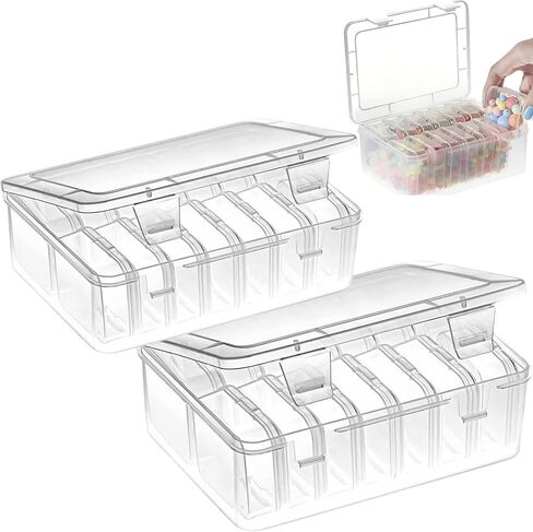 Small Bead Organizers Set Clear Bead Storage Containers Portable Bead Storage Organizer with 12 Mini Plastic Storage Cases Reusable Transparent Boxes with Hinged Lid for Storage of Small Items Crafts in Kuwait