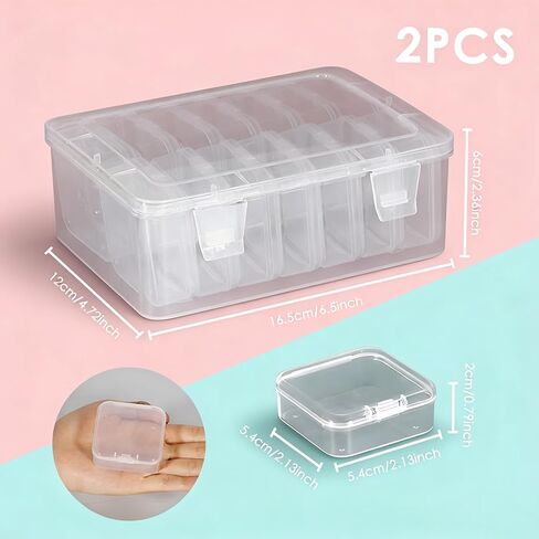 Small Bead Organizers Set Clear Bead Storage Containers Portable Bead Storage Organizer with 12 Mini Plastic Storage Cases Reusable Transparent Boxes with Hinged Lid for Storage of Small Items Crafts in Kuwait