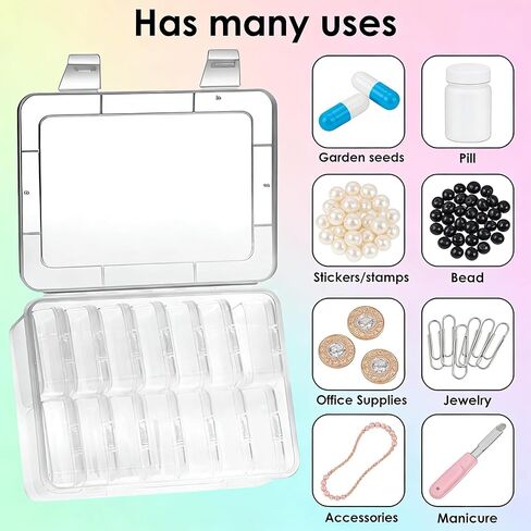Small Bead Organizers Set Clear Bead Storage Containers Portable Bead Storage Organizer with 12 Mini Plastic Storage Cases Reusable Transparent Boxes with Hinged Lid for Storage of Small Items Crafts in Kuwait