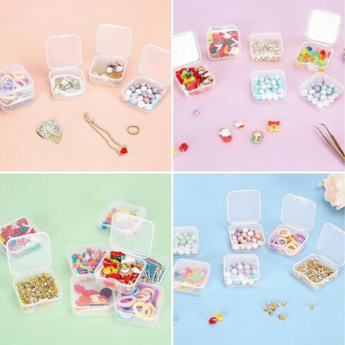 Small Bead Organizers Set Clear Bead Storage Containers Portable Bead Storage Organizer with 12 Mini Plastic Storage Cases Reusable Transparent Boxes with Hinged Lid for Storage of Small Items Crafts in Kuwait