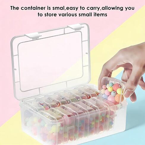 Small Bead Organizers Set Clear Bead Storage Containers Portable Bead Storage Organizer with 12 Mini Plastic Storage Cases Reusable Transparent Boxes with Hinged Lid for Storage of Small Items Crafts in Kuwait