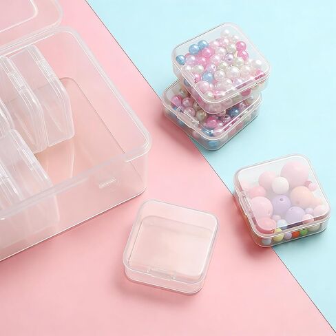 Small Bead Organizers Set Clear Bead Storage Containers Portable Bead Storage Organizer with 12 Mini Plastic Storage Cases Reusable Transparent Boxes with Hinged Lid for Storage of Small Items Crafts in Kuwait