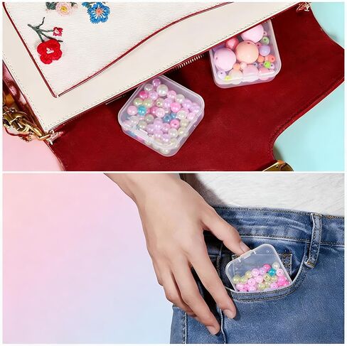 Small Bead Organizers Set Clear Bead Storage Containers Portable Bead Storage Organizer with 12 Mini Plastic Storage Cases Reusable Transparent Boxes with Hinged Lid for Storage of Small Items Crafts in Kuwait