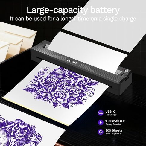 Portable Printer with Case and 3 Rolls of Paper, Portable Printers Wireless for Travel, Thermal-Bluetooth-Inkless-Small-Printer Support 8.5" X 11" US Letter&Legal,A4&,A5,Compatible with Android,iOS in Kuwait