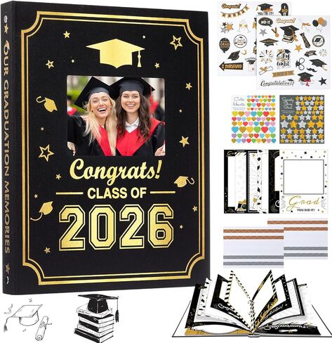 Pasimy Graduation Scrapbook Kit A4 Photo Photo ألبوم 60 صفحة قابلة للإزالة DIY Memory Scrap Book ألبوم صور مع الملصقات يحمل 4x6 5x7 8x10 صور لفئة الدراسات العليا من 2025 التخرج (2025) in Kuwait