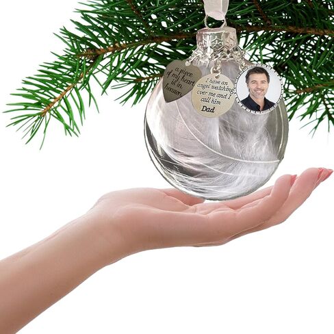 Sympathy Gifts for Loss of Husband,Clear Christmas Memorial Ornament Feather Ball, A Piece of My Heart is in Heaven,Christmas Tree Remembrance Hanging Pendant 3.15 inch (Husband) in Saudi Arabia