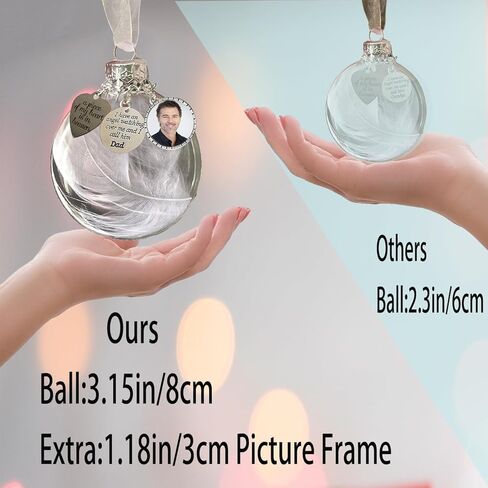 Sympathy Gifts for Loss of Husband,Clear Christmas Memorial Ornament Feather Ball, A Piece of My Heart is in Heaven,Christmas Tree Remembrance Hanging Pendant 3.15 inch (Husband) in Saudi Arabia