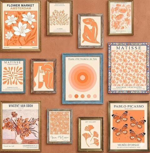 LANCHI95 15 PCS Sage Green Wall Art Decor, Matisse Wall Prints, Abstract Posters for Room Aesthetic, Wall Art For Living Room Bedroom, Eclectic Boho Vintage Dorm Gallery Home Decor (Unframed, Green 1) in Saudi Arabia