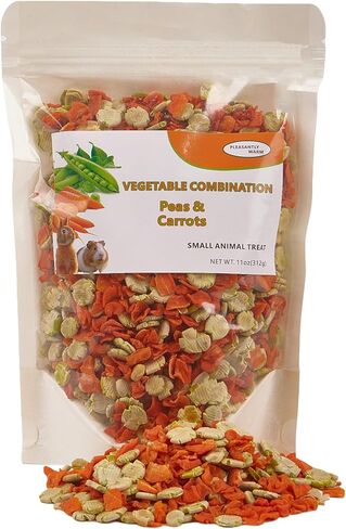 Rabbit Chew Toy - Carrot and Pea Slice Combination 11oz Treats, Suitable for Rabbits and Other Small Herbivores in Kuwait