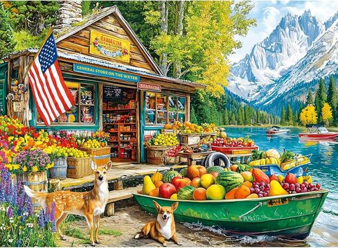 300 Piece Puzzles for Adults,Lakeside Camping Puzzle for Adults Teens,Large Piece Fun Jigsaw Puzzle for Kids Ages 8-10 10-12,Glossy & Sturdy Pieces,Challenging Family Game Great Gift Idea,20.5 x 15 in in Saudi Arabia