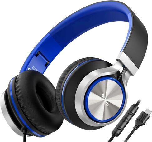 Upgraded USB Type C Wired Headphones, Foldable Over-Ear Headphones with Mic and Volume Control, Hi-Fi Stereo Sound, for Adults/Teens/Toddlers/Tablets/Travel in Kuwait