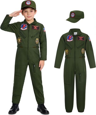 زي الطيار المقاتل من Kosgraiy، بدلة طيران عسكرية للصبي والفتاة، زي مافريك للأطفال في الهالوين in Kuwait