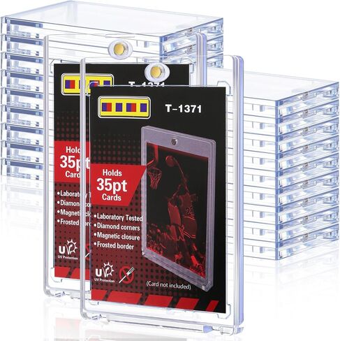 8ct Magnetic Card Holders for Trading Cards, 35pt Hard Cards Sleeves Case, One Touch Card Holder Fit for MTG Cards, Sports Cards, Baseball Cards, Game Cards, Toploaders, Standard Cards Display in Kuwait